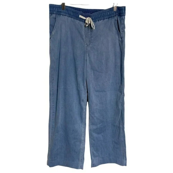 REWASH M elastic waist drawstring cropped 25” inseam light wash jeans - Picture 2 of 7